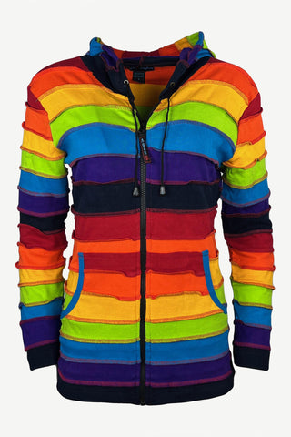 342 RJ Rainbow Elf Hoodie Hippie Gypsy Cotton Bohemian Rib Jacket - Agan Traders, Rainbow