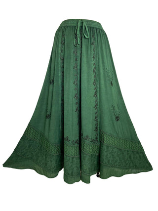 122 Skt Rayon Dazzling Flared Vintage Long Embroidered Net Skirt