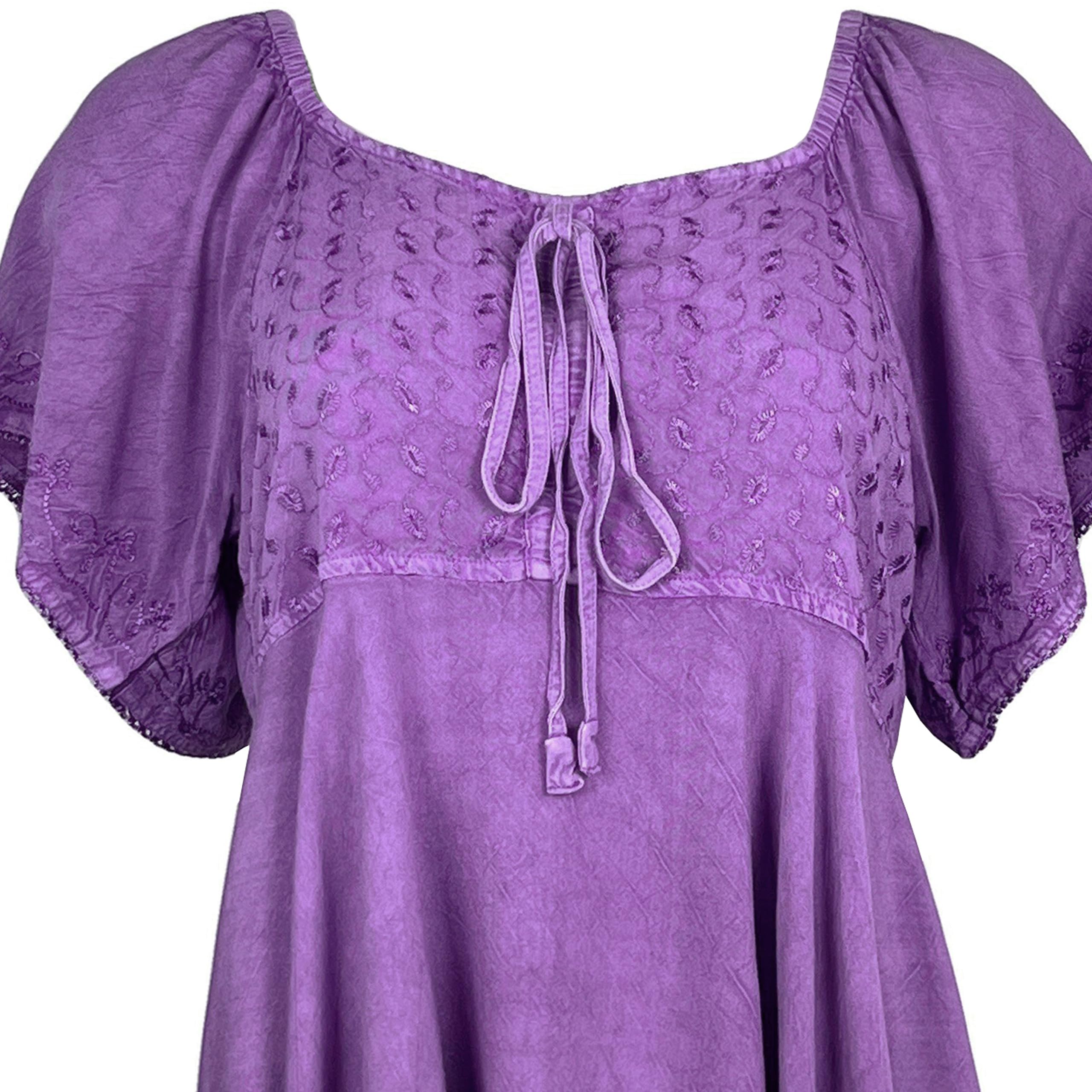 18 605 B Bohemian Asymmetrical Hem Front Rope Tie Short Sleeve Blouse ...