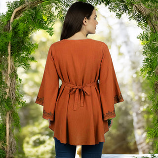 Women's Roman Butterfly Bell Sleeve Flare Hem Embroidered Sequin Tunic ~ 116 B