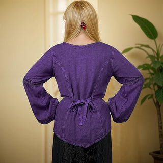 Rich Exotic Gothic Rayon Velvet Button Down Blouse Velvet Embroidered Top Blouse