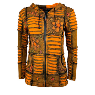 362 RJ Bohemian Knit Rib Cotton Razor Cut Funky Hoodie Sweatshirt Jacket