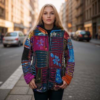 361 RJ Bohemian Fleece Knit Rib Cotton Razor Cut Funky Hoodie Sweatshirt Jacket - Agan Traders, Multicolored