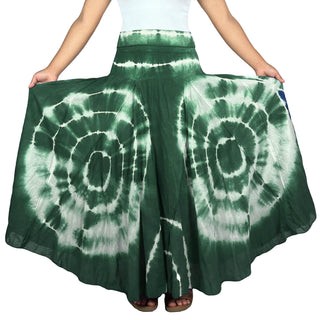 61 SKT Circular Printed Soft Cotton Convertible Lined Tie Dye Gypsy Skirt Dress - Agan Traders, Green