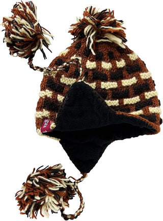 Assorted Designer's Style Highland Wool Knit Beanie Earflap Mitten
