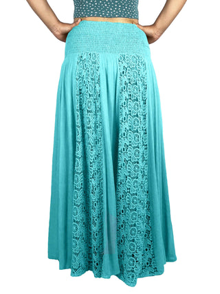 3706 Skt Soft Cotton Smocked Elastic Waist-band Decorative Mirror Twirl Skirt