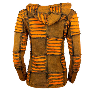 362 RJ Bohemian Knit Rib Cotton Razor Cut Funky Hoodie Sweatshirt Jacket