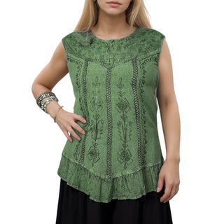 Women's  Summer Sleeveless Embroidered Tank Top Blouses for Women ~ 9018 B