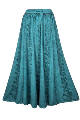 Women's Medieval Vintage Boho Embroidered Elastic Waistband Long Panel Skirt Maxi ~ 712 Skt
