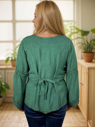 Rich Exotic Gothic Rayon Velvet Button Down Blouse Velvet Embroidered Top Blouse