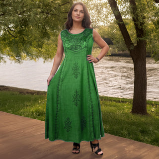 1004 DR Roman Victorian Sleeveless Embroidered Summer Dress