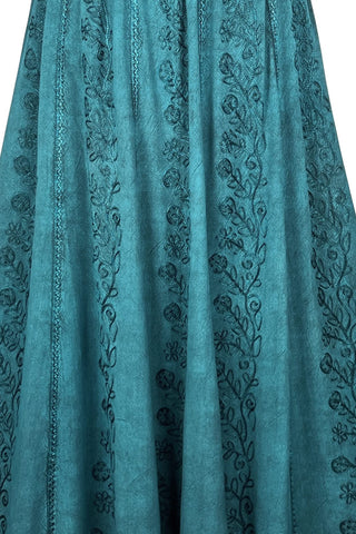 Women's Medieval Vintage Boho Embroidered Elastic Waistband Long Panel Skirt Maxi ~ 712 Skt