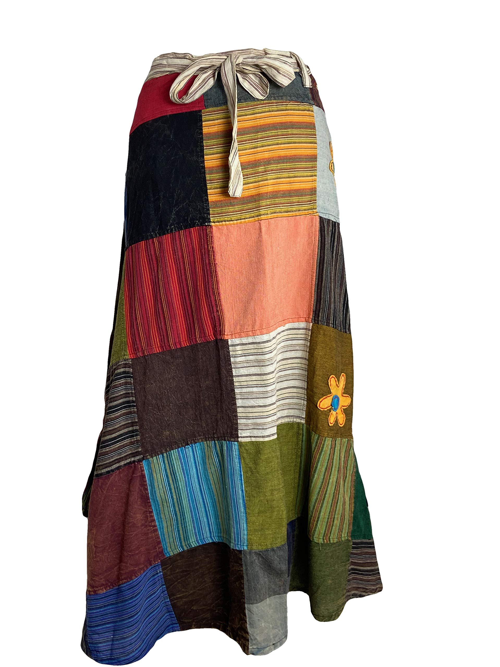 400 WS Cotton Gypsy Flower Diamond Patched Wrap Skirt – Agan Traders