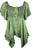 18605 B Bohemian Asymmetrical Hem Front Rope Tie Short Sleeve Blouse - Agan Traders, Green
