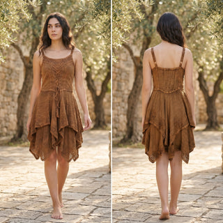 832 DR Rayon Women's Embroidered Handkerchief Spaghetti Strap Sexy Summer Sun dress