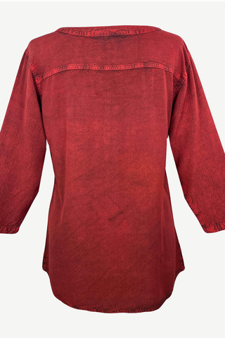 9005 B Women's Bohemian Vintage Button Down Embroidered V-Neck Blouse