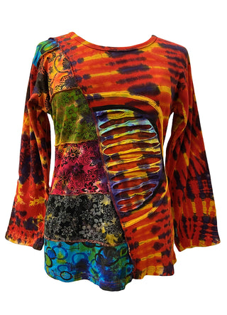 270 / 271 RB Bohemian Knit Tie dye Patched Embroidered Shirt Blouse