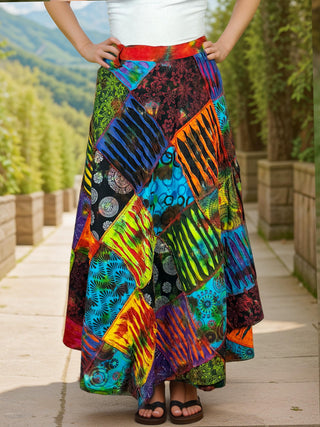 405 WS RazorGlow Heavy Knit Tie Dye Patched Wrap Skirt