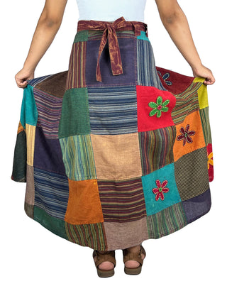 Flower Diamond Patchwork Wrap Skirt - Agan Traders, WS_3 