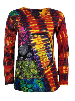 270 / 271 RB Bohemian Knit Tie dye Patched Embroidered Shirt Blouse