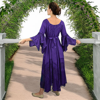 405 DR Rich Medieval Embroidered Handkerchief Flared Corset Dress Gown