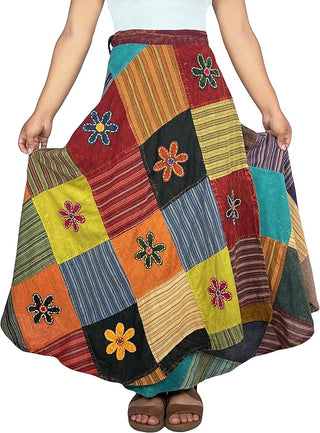 Flower Diamond Patchwork Wrap Skirt - Agan Traders, WS_3 