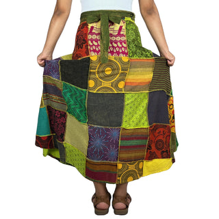 WS 411 Women's Hippie Long Wrap Patch Cotton Boho Renaissance Skirt Maxi - Agan Traders, Yellow