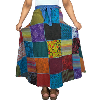 WS 411 Women's Hippie Long Wrap Patch Cotton Boho Renaissance Skirt Maxi - Agan Traders, Turquoise