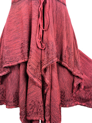 832 DR Rayon Women's Embroidered Handkerchief Spaghetti Strap Sexy Summer Sun dress - Agan Traders, Burgundy