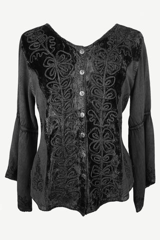 Renaissance Vintage Rayon Velvet Renaissance Top Blouse - Agan Traders, Black