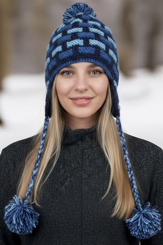 Assorted Designer's Style Highland Wool Knit Beanie Earflap Mitten