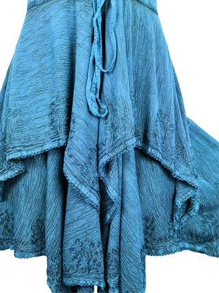 832 DR Rayon Women's Embroidered Handkerchief Spaghetti Strap Sexy Summer Sun dress - Agan Traders, Blue