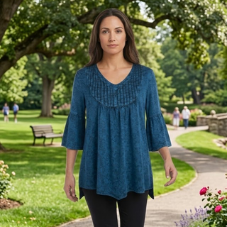 Women's Vintage Medieval V Neck Striped Relax Bell Sleeve Top Blouse Tunic ~ 609 B