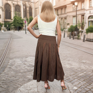142 SKT Ari Embroidery  Boho Tea Length Skirt