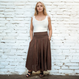 142 SKT Ari Embroidery  Boho Tea Length Skirt