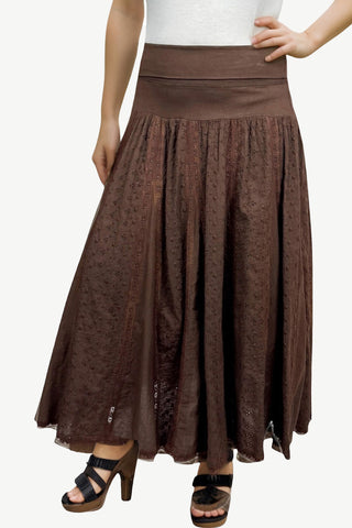 142 SKT Ari Embroidery  Boho Tea Length Skirt