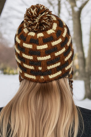 Assorted Designer's Style Highland Wool Knit Beanie Earflap Mitten