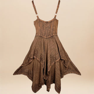832 DR Rayon Women's Embroidered Handkerchief Spaghetti Strap Sexy Summer Sun dress