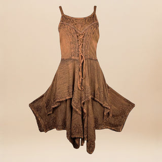 832 DR Rayon Women's Embroidered Handkerchief Spaghetti Strap Sexy Summer Sun dress