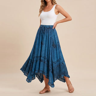 18 6027 SKT Medieval Embroidered Rich Heavy Netted Lace Elastic Waistband Uneven Skirt