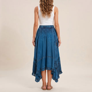 18 6027 SKT Medieval Embroidered Rich Heavy Netted Lace Elastic Waistband Uneven Skirt