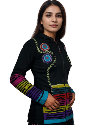 CJKT 31 Agan Traders Nepal Bohemian hoodie Jacket - Agan Traders, Black Multi