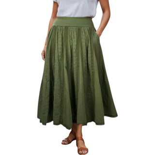 142 SKT Cotton Embroidery  High Waisted Long Panel Boho Tea Length Skirt