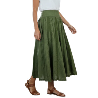 142 SKT Cotton Embroidery  High Waisted Long Panel Boho Tea Length Skirt
