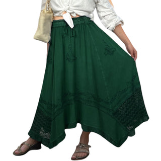 18 6027 SKT Medieval Embroidered Rich Heavy Netted Lace Elastic Waistband Uneven Skirt