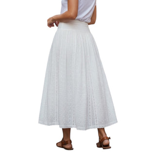 142 SKT Cotton Embroidery  High Waisted Long Panel Boho Tea Length Skirt