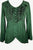Women's Bohemian Exotic Velvet Embroidered Button Down Long Sleeve Tunic Blouse - Agan Traders, Green