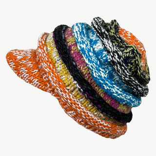 Multi-colored Knit Blended Wool Berate Chaki Peak Cap - Agan Traders, 1417 H Orange 