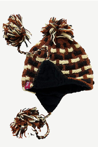 Assorted Designer's Style Highland Wool Knit Beanie Earflap Mitten