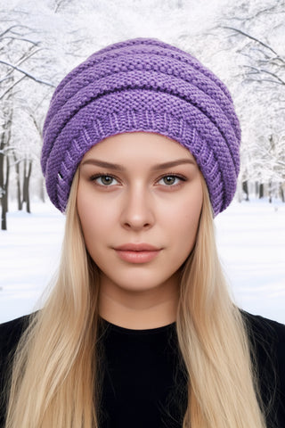 Womens Cable Knit Soft Lamb's Wool Fleece Lined Skull Hat ~ Small Medium ~ 1416H